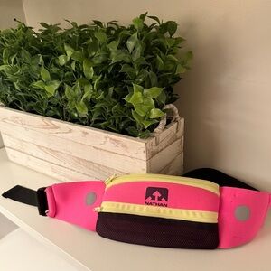 Nathan Neon Pink and Yellow Fanny Pack Vibrant Design with Adjustable Straps